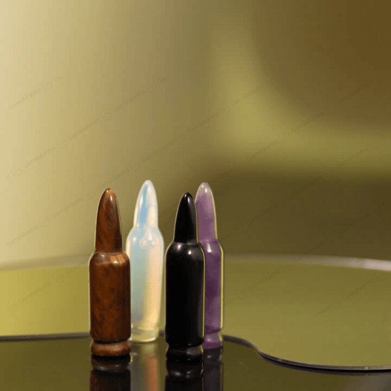 Amethyst, Opalite, Tiger Eye Black Obsidian Crystal Bullet