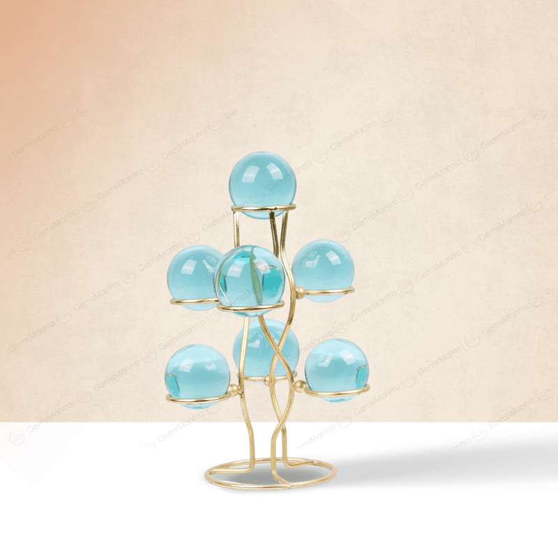 Aqua Obsidian 7 Sphere/Ball With Stand