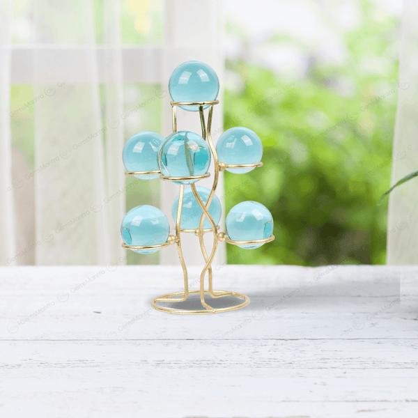 Aqua Obsidian 7 Sphere/Ball With Stand