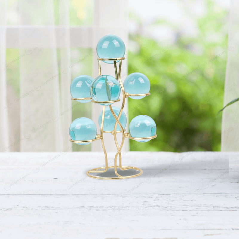 Aqua Obsidian 7 Sphere/Ball With Stand