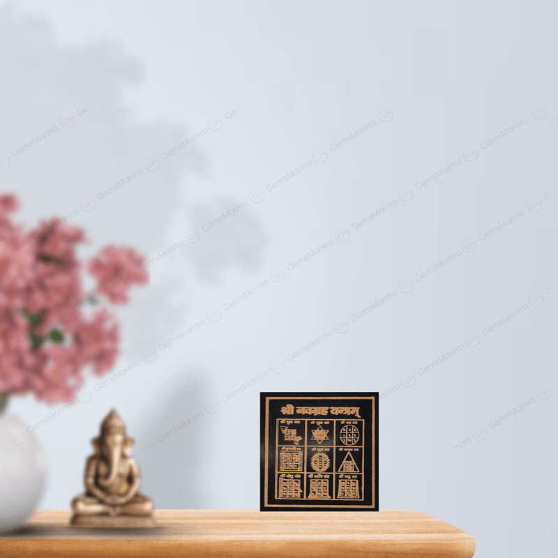Black Agate Navgrah Yantra Plate