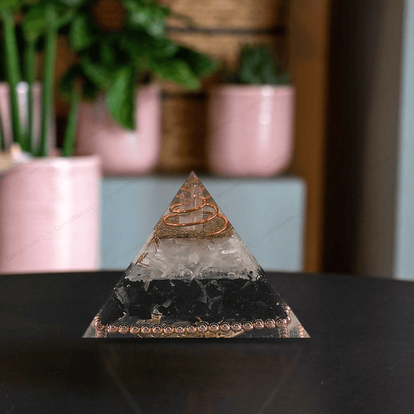 Black Tourmaline & Selenite Orgonite Pyramid/Orgone Pyramid