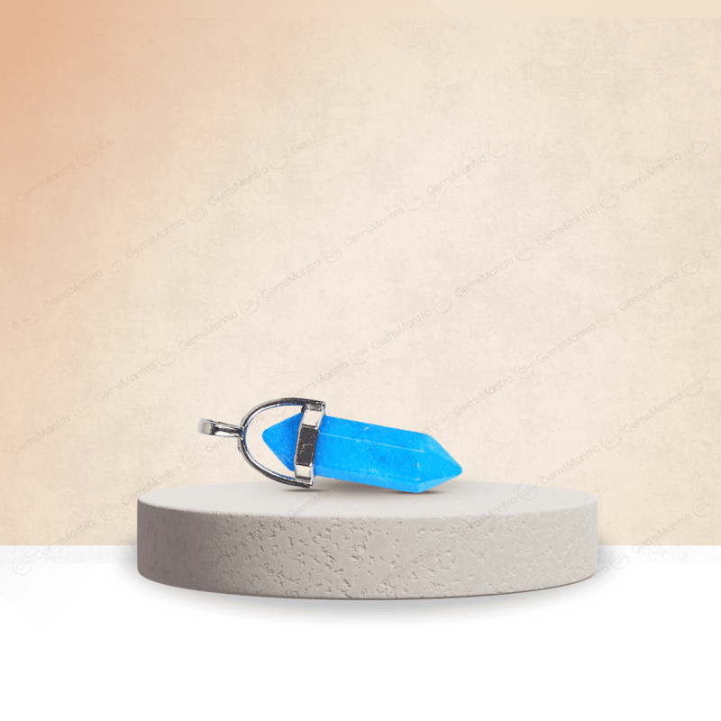 Blue Onyx Or Aquamarine Double Terminated Pencil Pendant