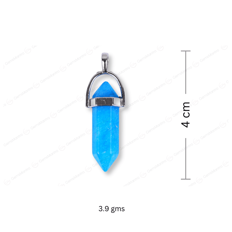 Blue Onyx Or Aquamarine Double Terminated Pencil Pendant