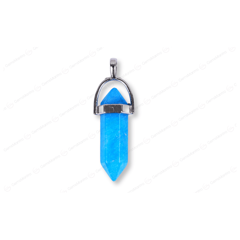 Blue Onyx Or Aquamarine Double Terminated Pencil Pendant