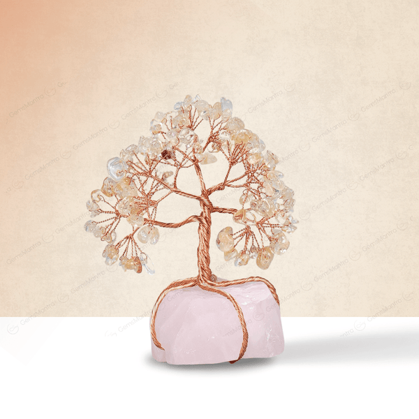 Citrine Tree With Raw Rose Quartz Tree