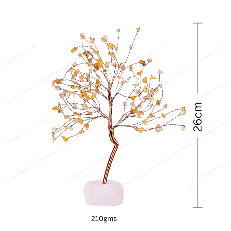 Citrine With Raw Rose Quartz Large Tree