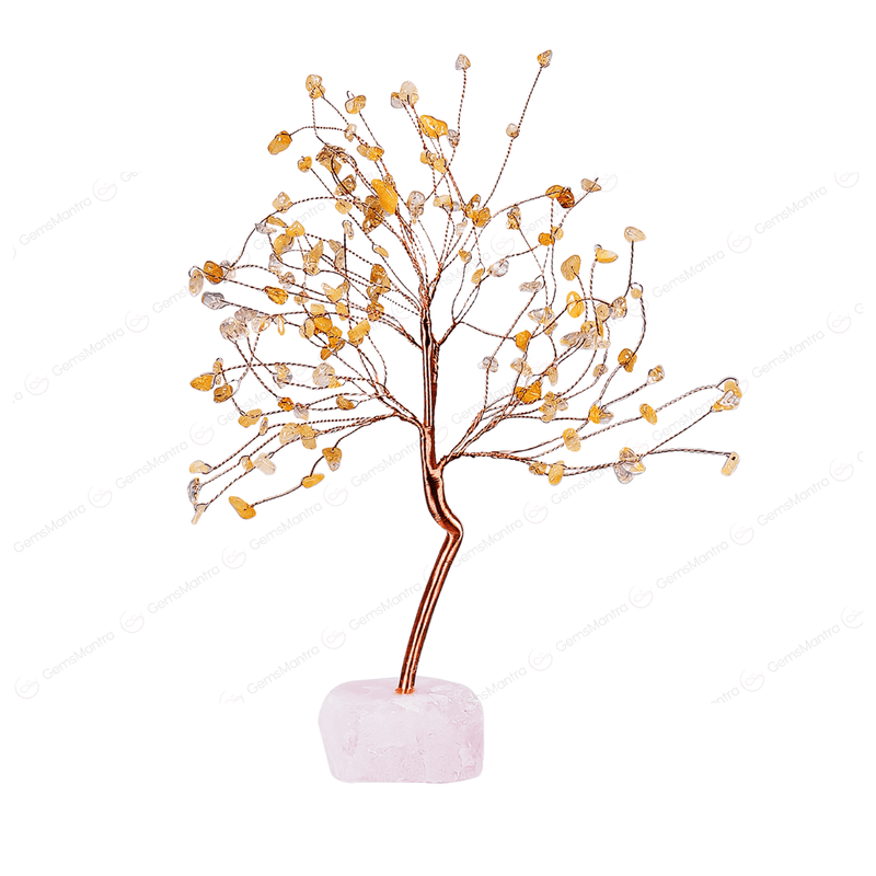 Citrine With Raw Rose Quartz Large Tree