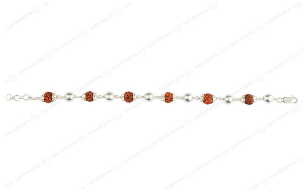 5 Mukhi Rudraksha Bracelet with 6 Silver Moti for Kids