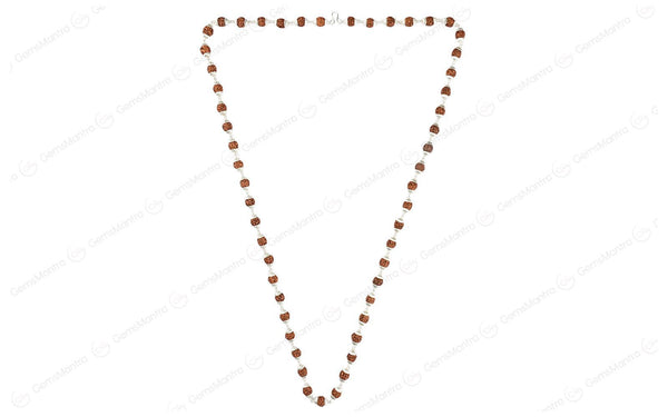 5 Mukhi Rudraksha Silver Mala with 54 Beads (Unisex)