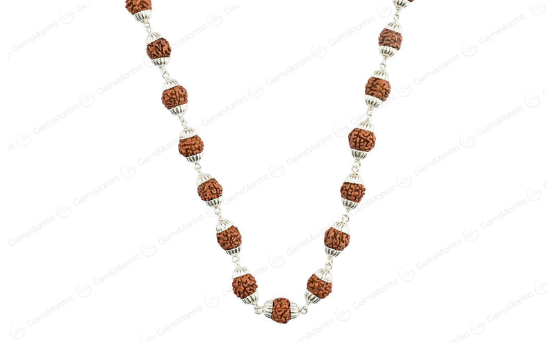 5 Mukhi Rudraksha Silver Mala with 54 Beads (Unisex)