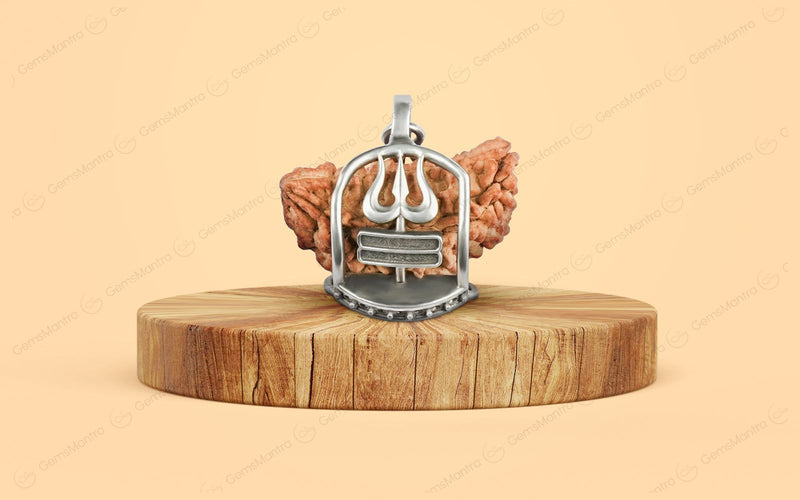 1 Mukhi Rudraksha Trishul Silver Pendant