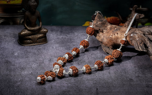 1-14 Mukhi Rudraksha Mala (Siddha Mala) with 1 Mukhi Sawar Rudraksha