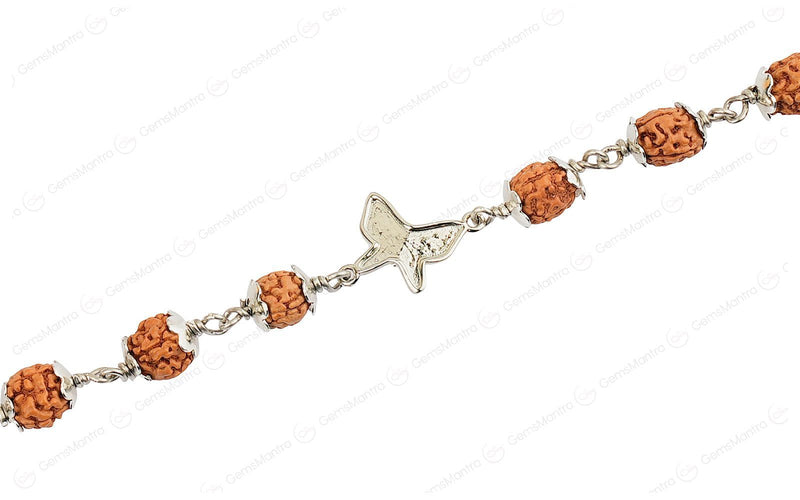 5 Mukhi Rudraksha Silver Butterfly Bracelet for Kids