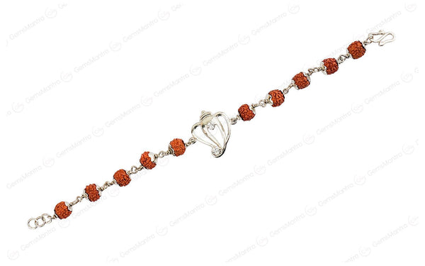 5 Mukhi Rudraksha Silver Ganesh Bracelet for Kids - 5 Beads