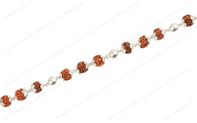 5 Mukhi Rudraksha Silver Pearl Bracelet for Kids