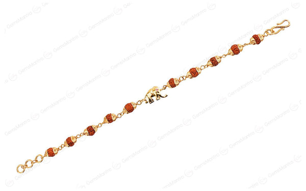 5 Mukhi Rudraksha Gold Elephant Bracelet for Kids