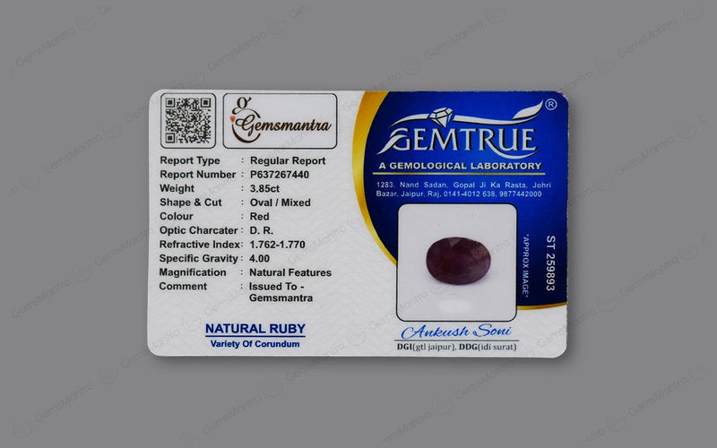 Ruby - 3.85 Carats (4.28 Ratti)
