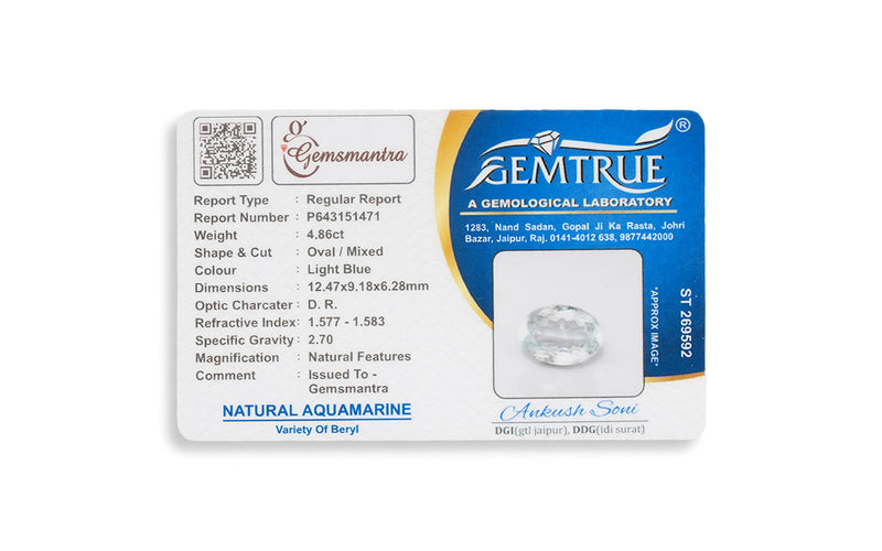 Aquamarine Pendant - 4.86 Carats