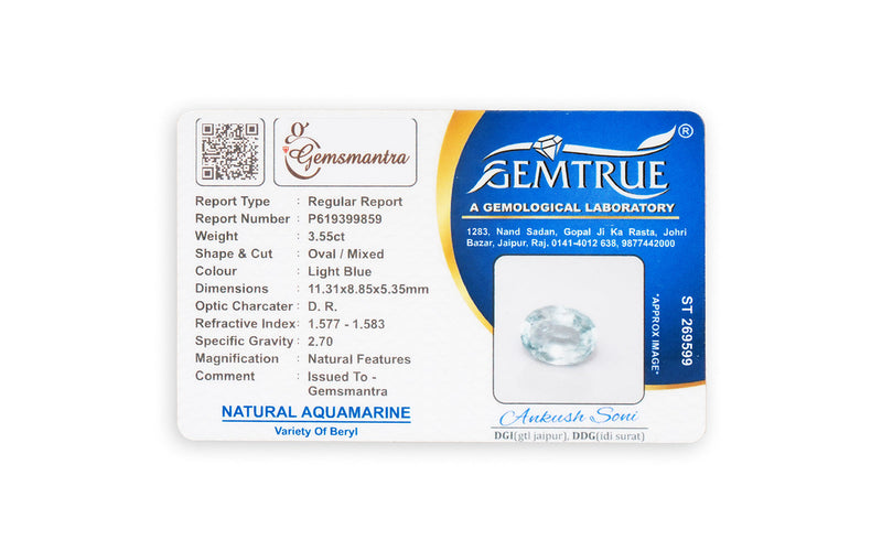 Aquamarine Pendant - 3.55 Carats