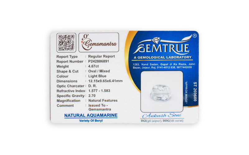 Aquamarine Pendant - 4.67 Carats