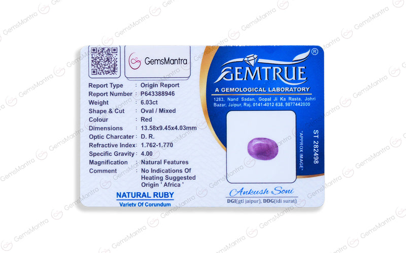 Ruby - 6.03 Carats