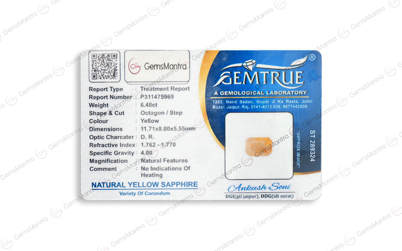Yellow Sapphire - 6.48 Carats