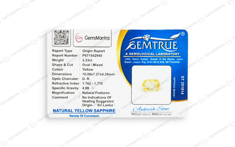 Yellow Sapphire - 3.33 Carats