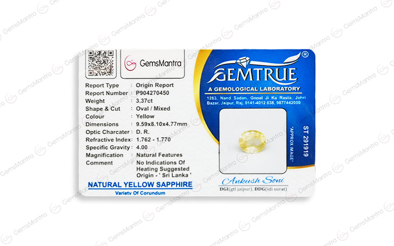 Yellow Sapphire - 3.37 Carats