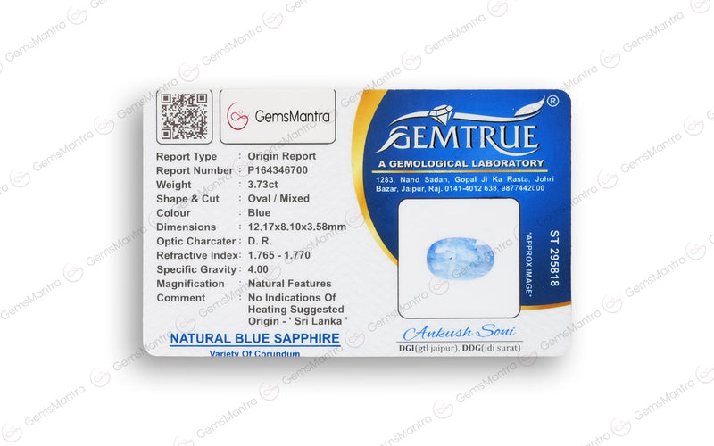 Blue Sapphire - 3.73 Carats