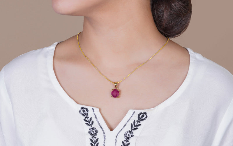 Glass Filled Ruby Pendant - 9 Carats