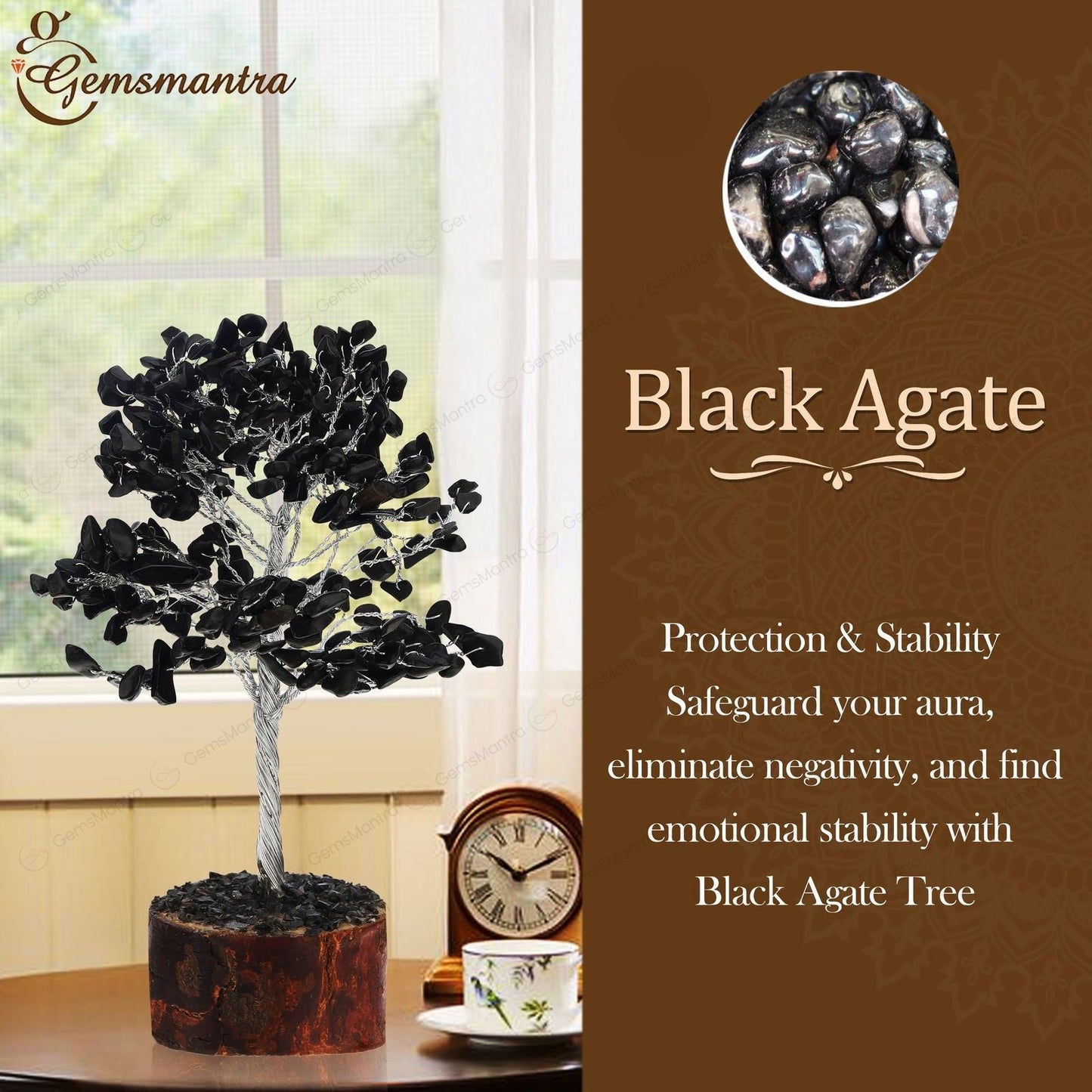 Large Black Agate Crystal Tree