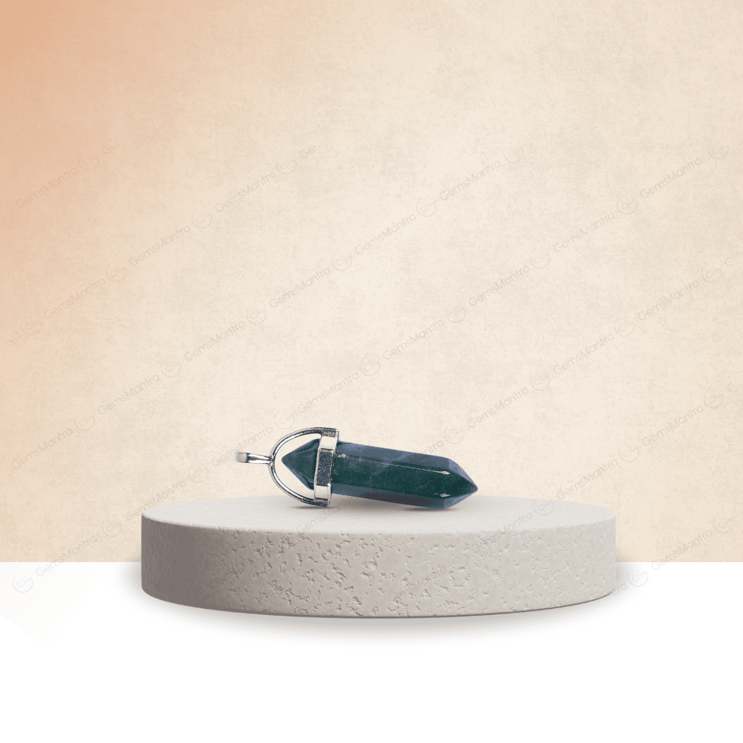 Moss Agate Double Terminated Pencil Pendant