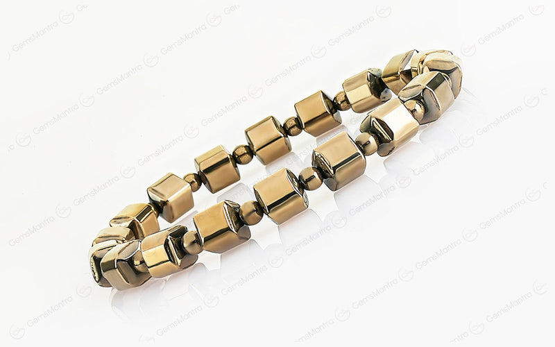 Golden Pyrite/Hematite Cube Beads Bracelet