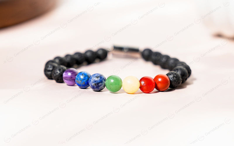 7 Chakra Lava Bracelet