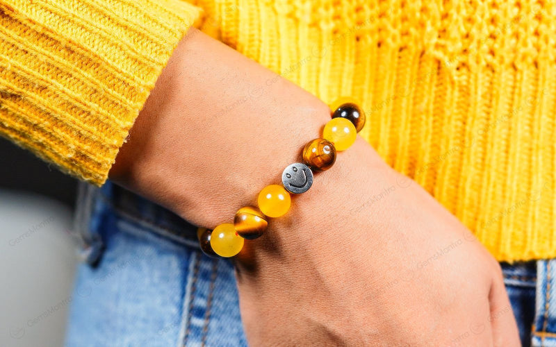 Smile Bracelet  Tiger Eye & Yellow Jade Combination