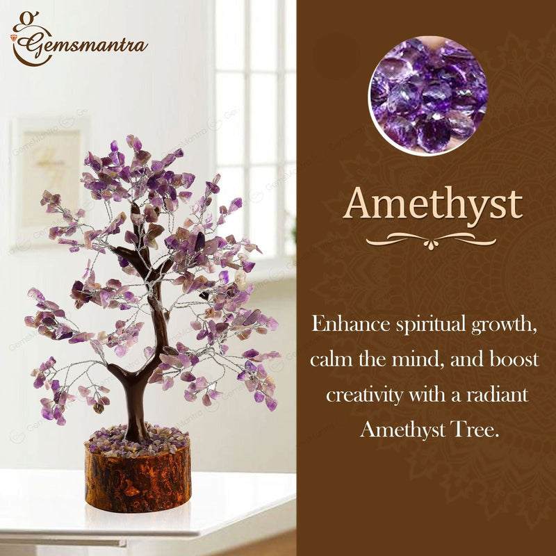 Wooden Amethyst Crystal Tree