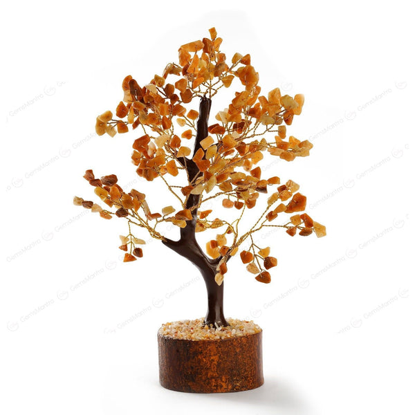 Wooden Golden Quartz Crystal Tree