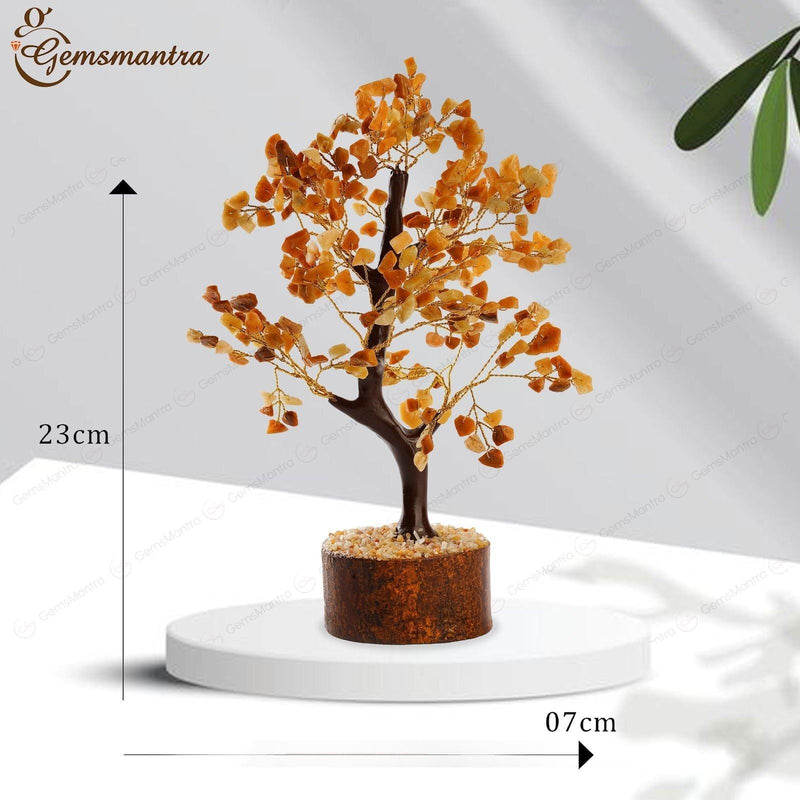 Wooden Golden Quartz Crystal Tree