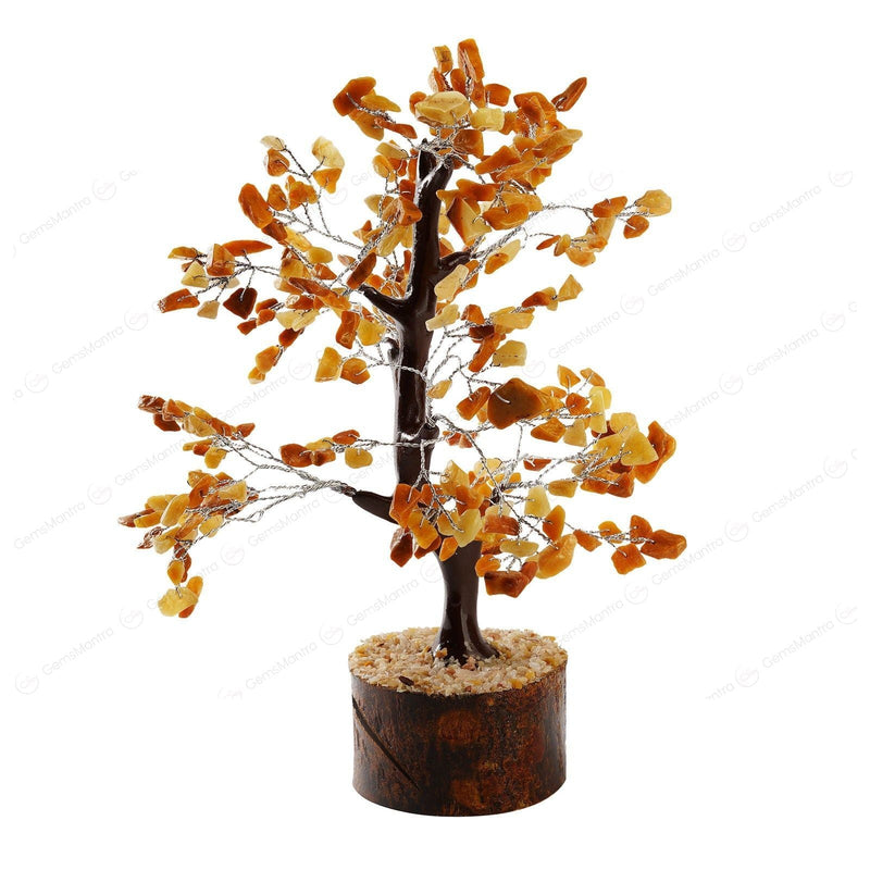 Wooden Golden Quartz Crystal Tree