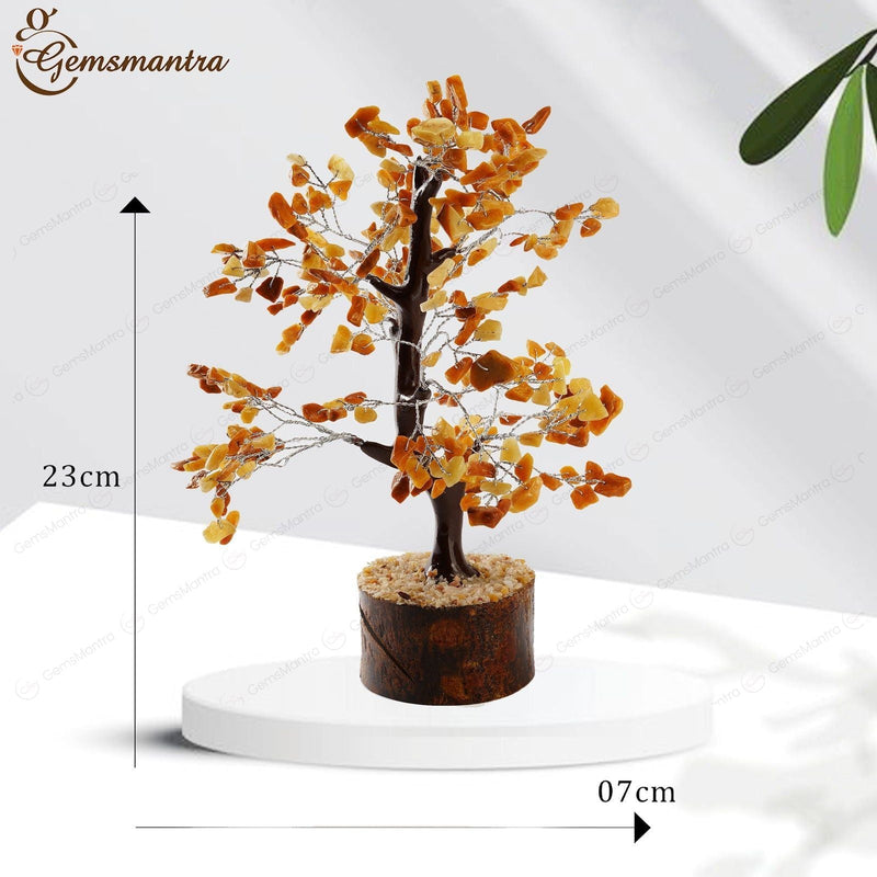 Wooden Golden Quartz Crystal Tree