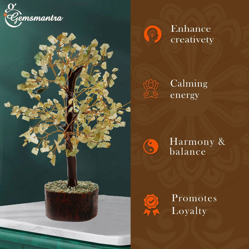 Wooden Green Aventurine Crystal Tree