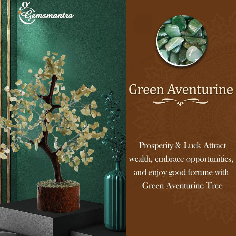 Wooden Green Aventurine Crystal Tree