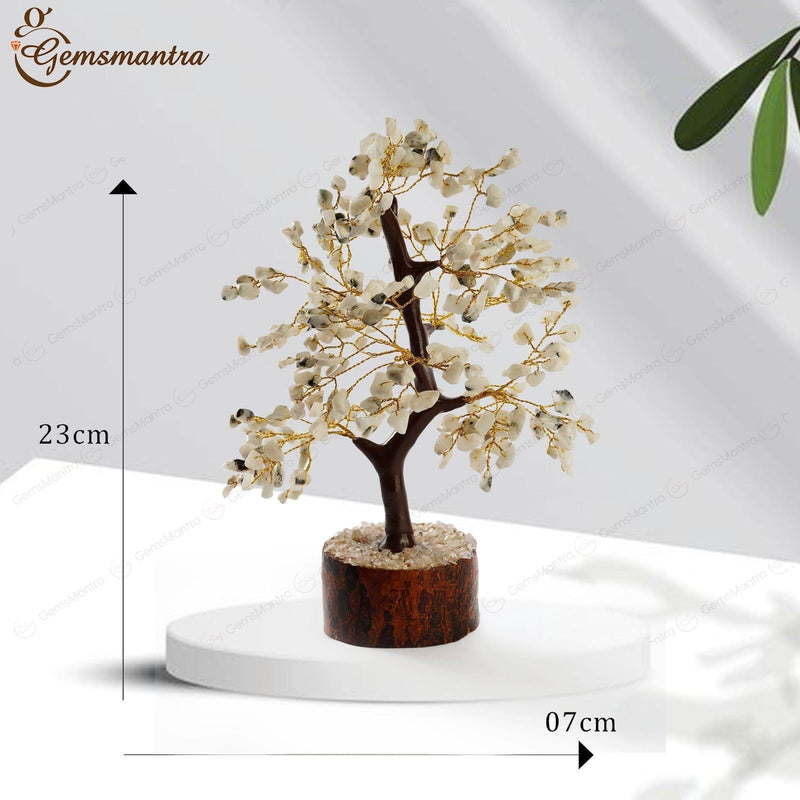 Wooden Rainbow Moonstone Crystal Tree