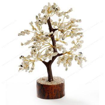 Wooden Rainbow Moonstone Crystal Tree
