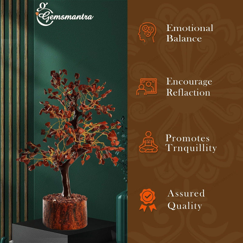 Wooden Red Jasper Crystal Tree