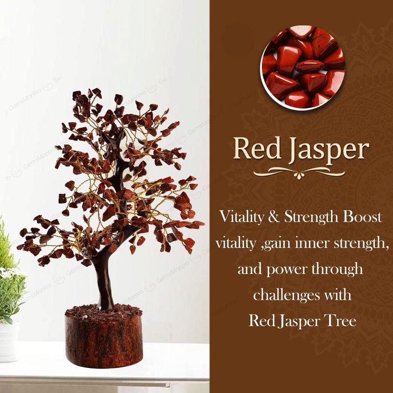 Wooden Red Jasper Crystal Tree