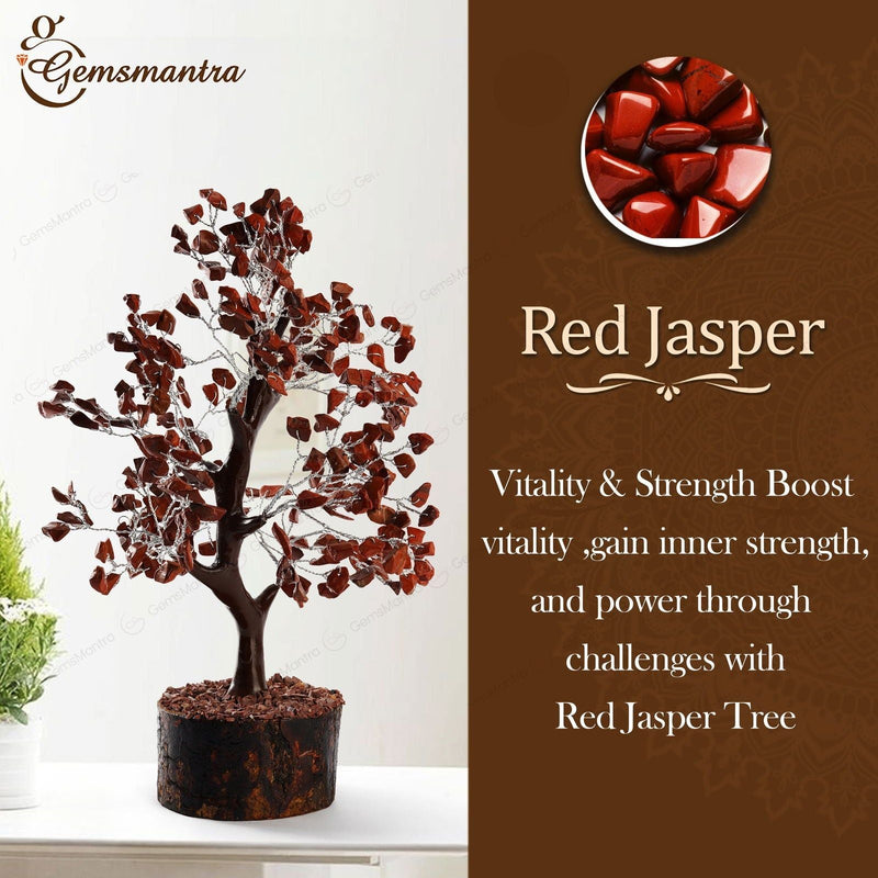Wooden Red Jasper Crystal Tree