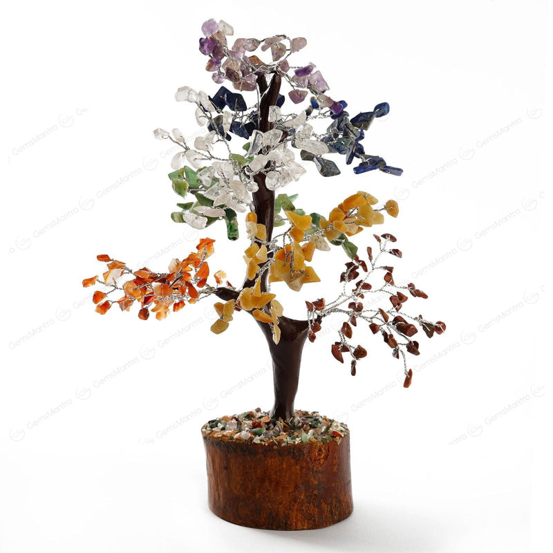 Wooden Seven Chakra Crystal Tree
